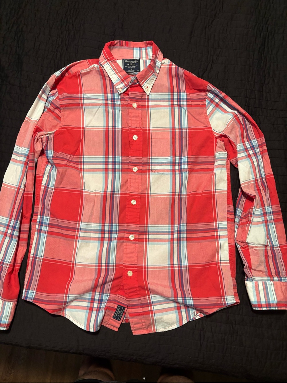 Abercrombie & Fitch Red and White Plaid Button-Down Shirt